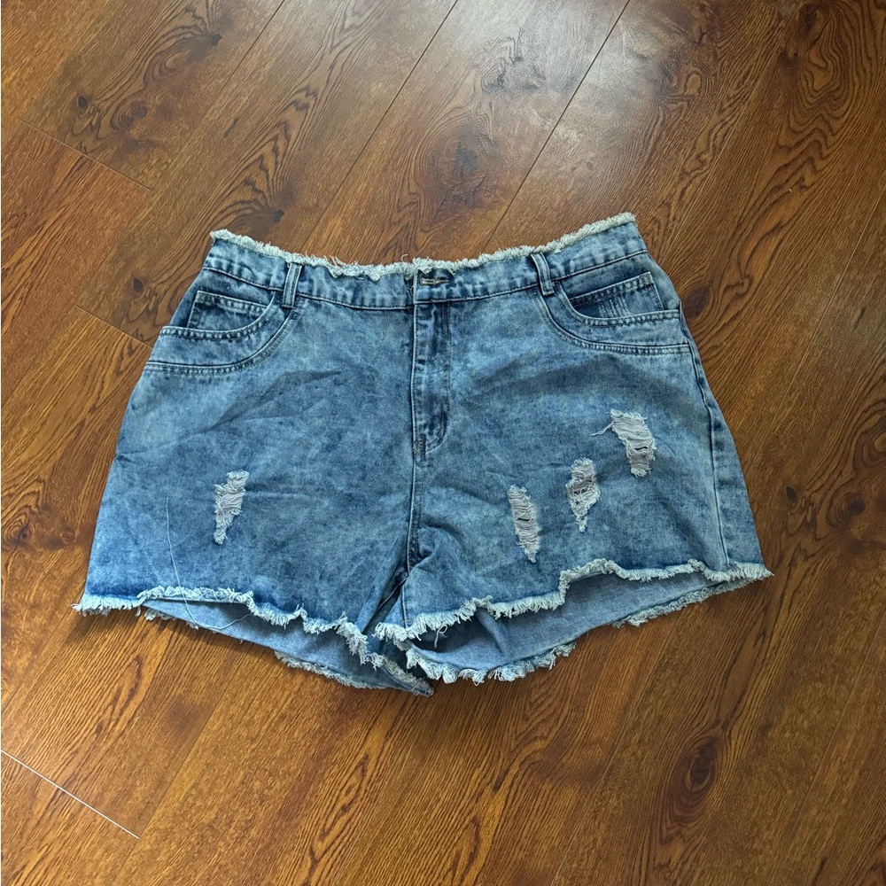 Stretchy waist denim shorts